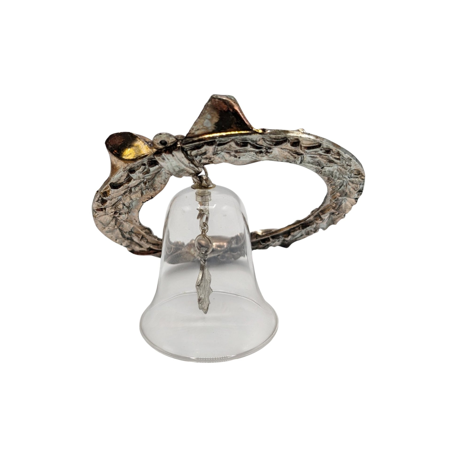 1987 Lead Crystal Bell in Silver-Plated Wreath (Holiday Heirloom) Hallmark Ornament QX485-7 Image1