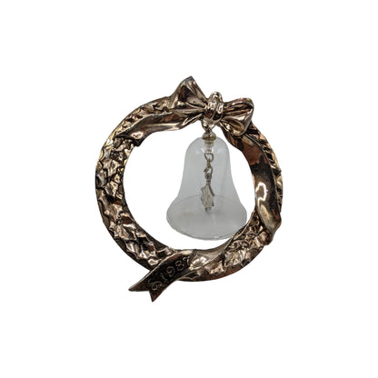1987 Lead Crystal Bell in Silver-Plated Wreath (Holiday Heirloom) Hallmark Ornament QX485-7 Image3