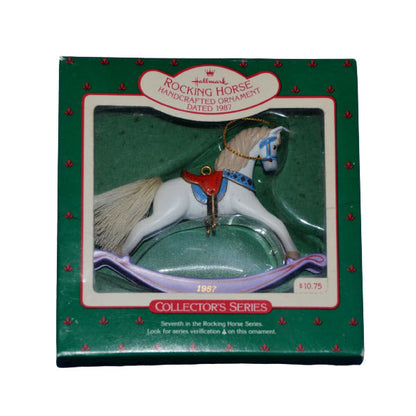 1987 White Hallmark Ornament (Rocking Horse) QX4829
