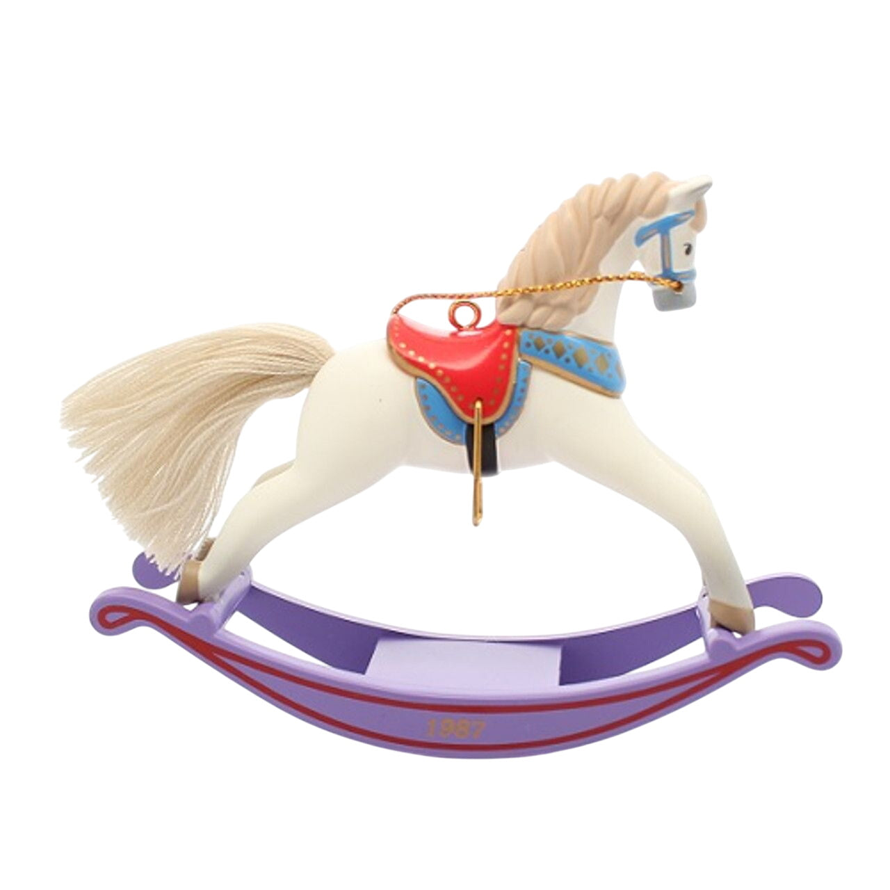 1987 White Hallmark Ornament (Rocking Horse) QX4829