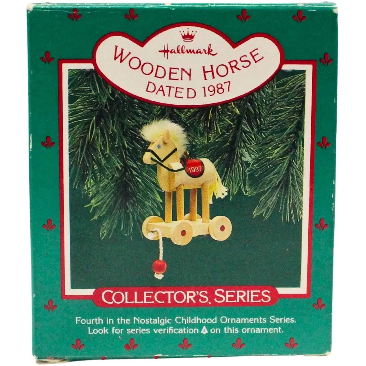 1987 Wooden Horse Hallmark Ornament (Nostalgic Childhood) QX4417