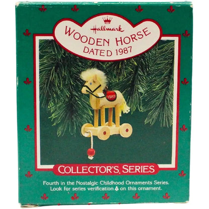 1987 Wooden Horse Hallmark Ornament (Nostalgic Childhood) QX4417