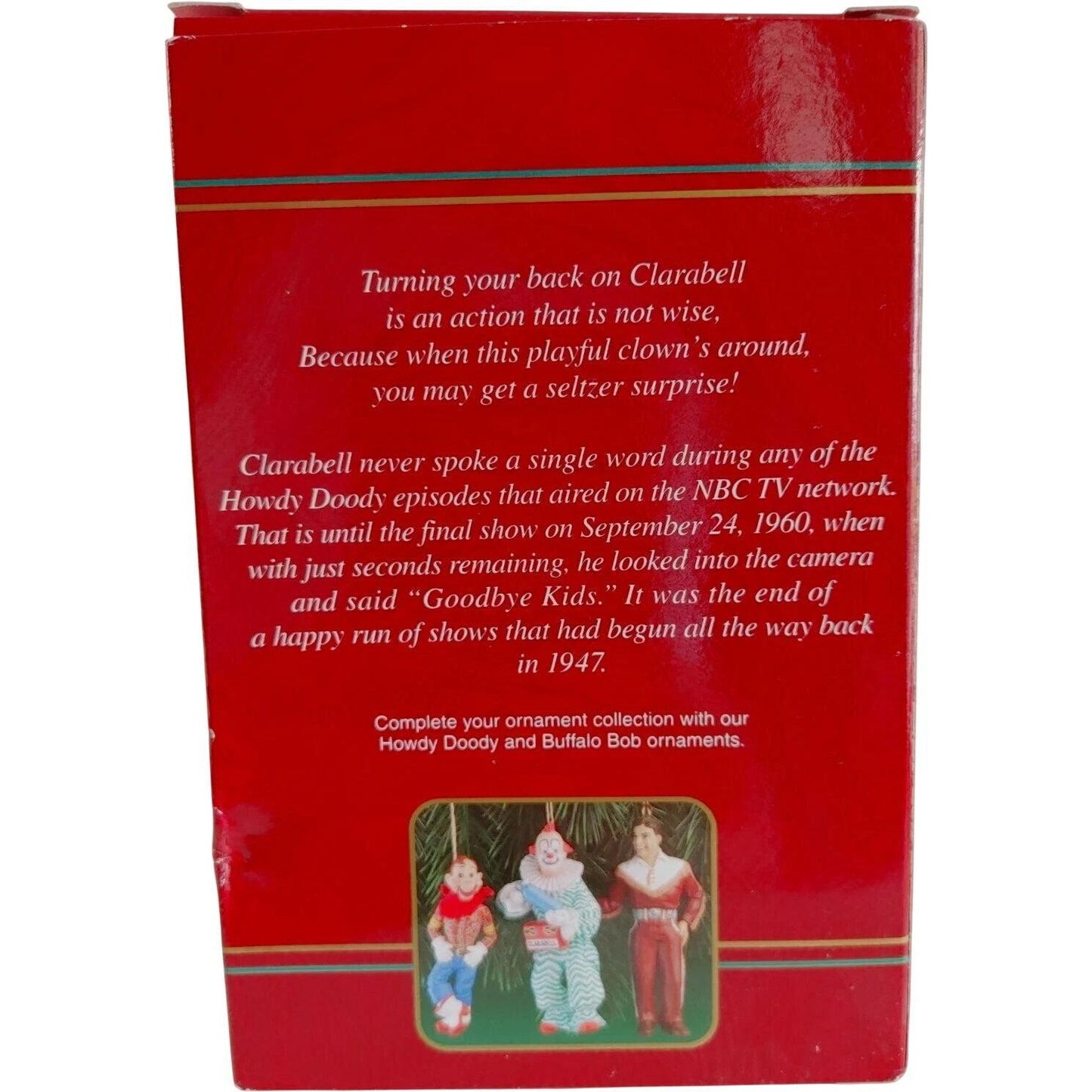 1988 Clarabell Carlton Cards Ornaments (Howdy Doody) CXOR-110Y