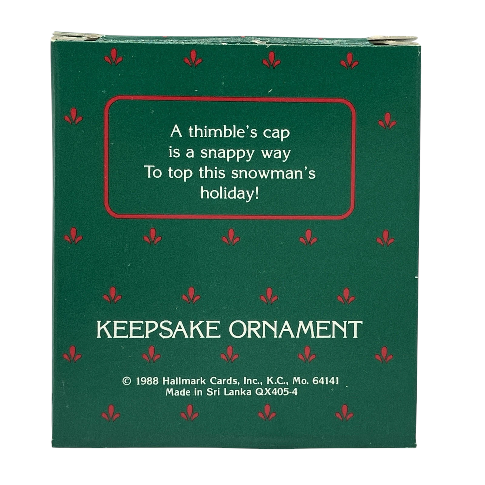 1988 Thimble Snowman Hallmark Ornament (Thimble) QX4054