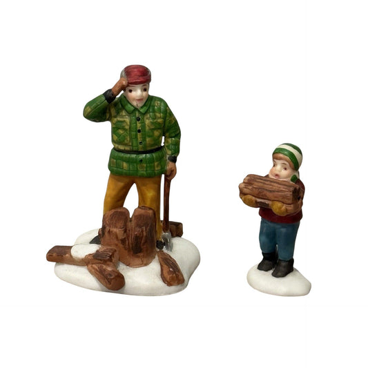 1988 “Wood Cutter and Son” Heritage Village Collection – Set of 2 Department 56 1492414 Image1