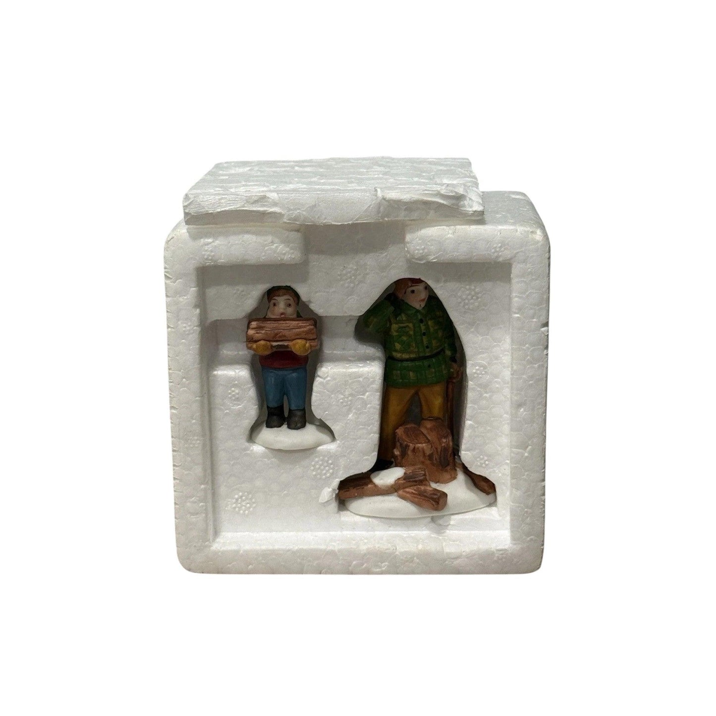 1988 “Wood Cutter and Son” Heritage Village Collection – Set of 2 Department 56 1492414 Image3