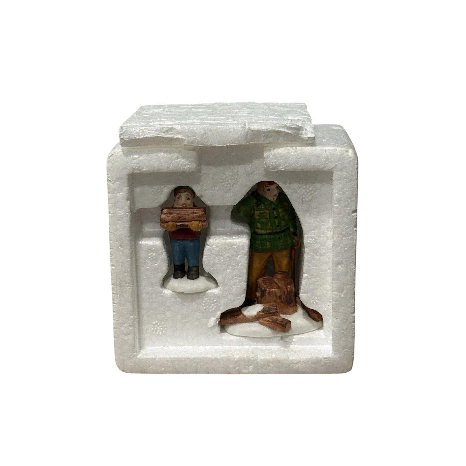 1988 “Wood Cutter and Son” Heritage Village Collection – Set of 2 Department 56 1492414 Image3