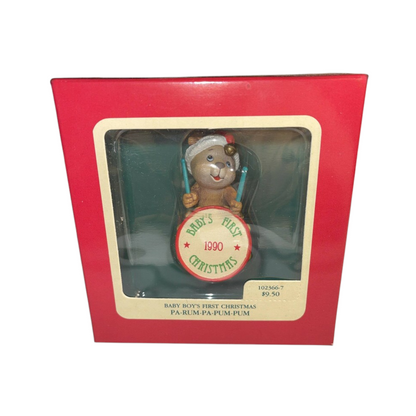 1989 Baby Boy's First Christmas - Pa-Rum-Pa-Pum-Pum Carlton Cards Ornaments (Teddy Bear) 102366-7