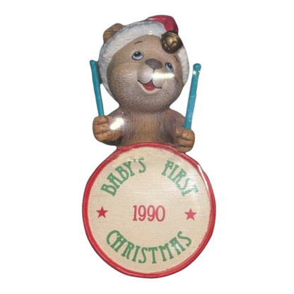 1989 Baby Boy's First Christmas - Pa-Rum-Pa-Pum-Pum Carlton Cards Ornaments (Teddy Bear) 102366-7