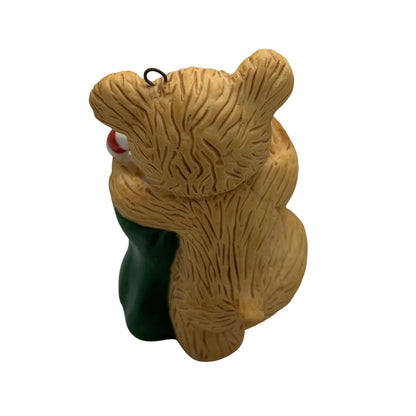 1989 Cinnamon Bear with Candy Hallmark Ornament (Porcelain Bear) QX4615