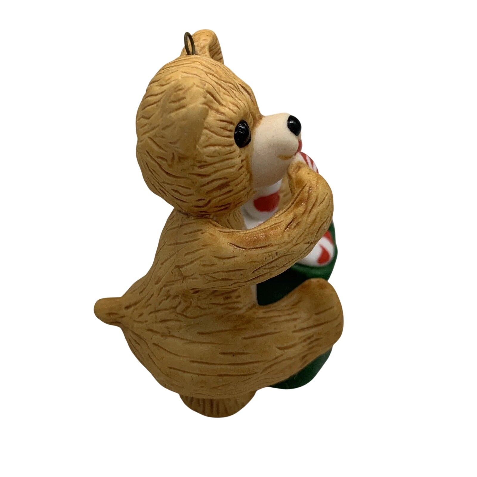 1989 Cinnamon Bear with Candy Hallmark Ornament (Porcelain Bear) QX4615