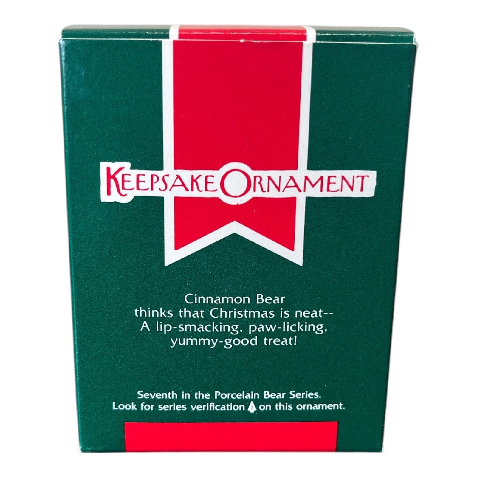 1989 Cinnamon Bear with Candy Hallmark Ornament (Porcelain Bear) QX4615