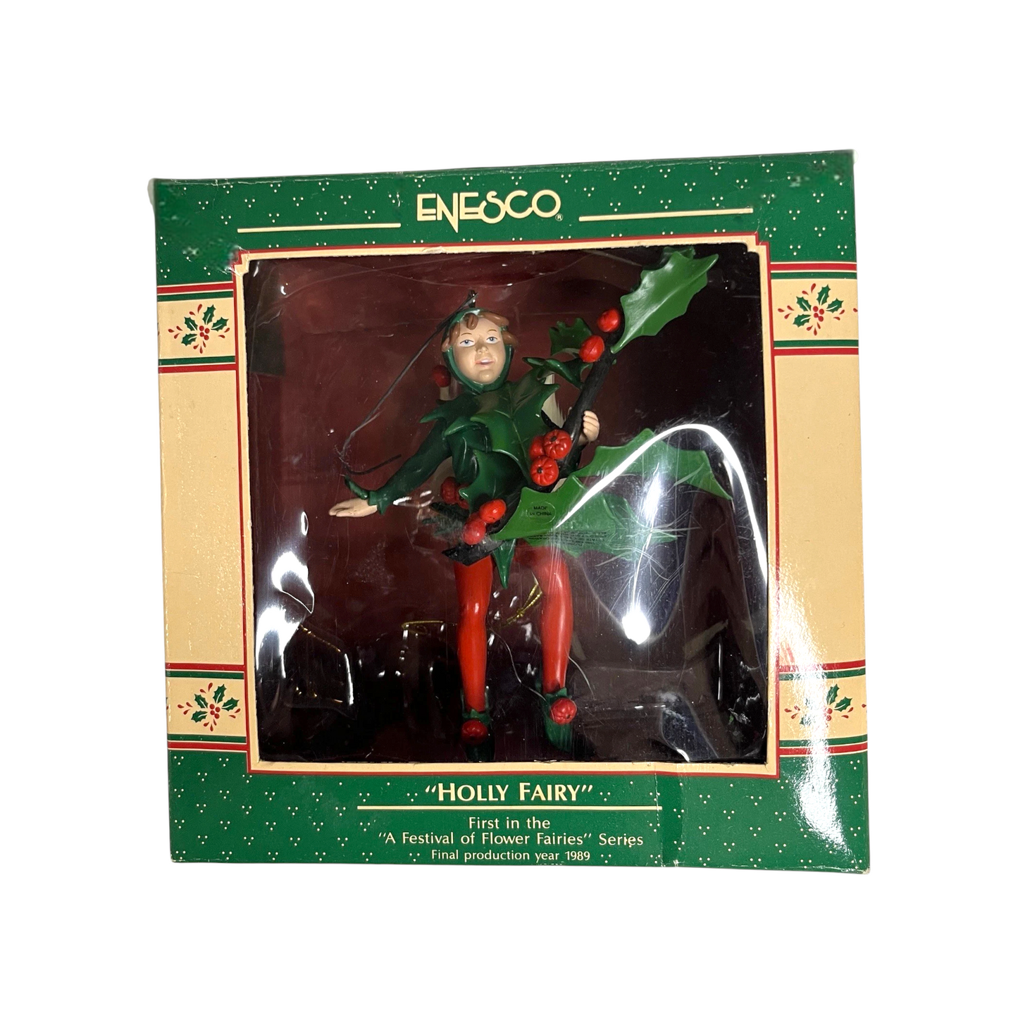 1989 Holly Fairy - First in the "A Festival of Flower Fairies" Series Enesco Ornament (Fairy Angel) 565199