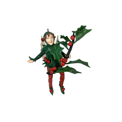 1989 Holly Fairy - First in the "A Festival of Flower Fairies" Series Enesco Ornament (Fairy Angel) 565199