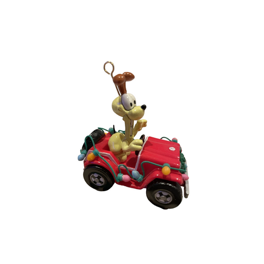 1990 4x4 Holiday Fun - Third Issue in the "Here Comes ODIE" Series Enesco Ornament (Garfield) 580783 Image1