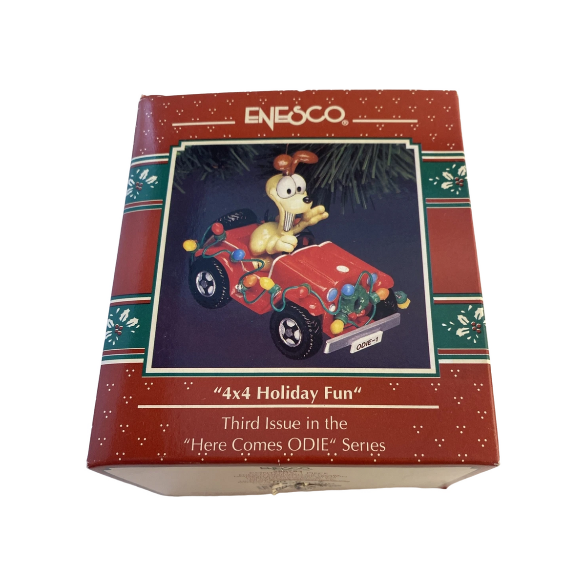 1990 4x4 Holiday Fun - Third Issue in the "Here Comes ODIE" Series Enesco Ornament (Garfield) 580783 Image2