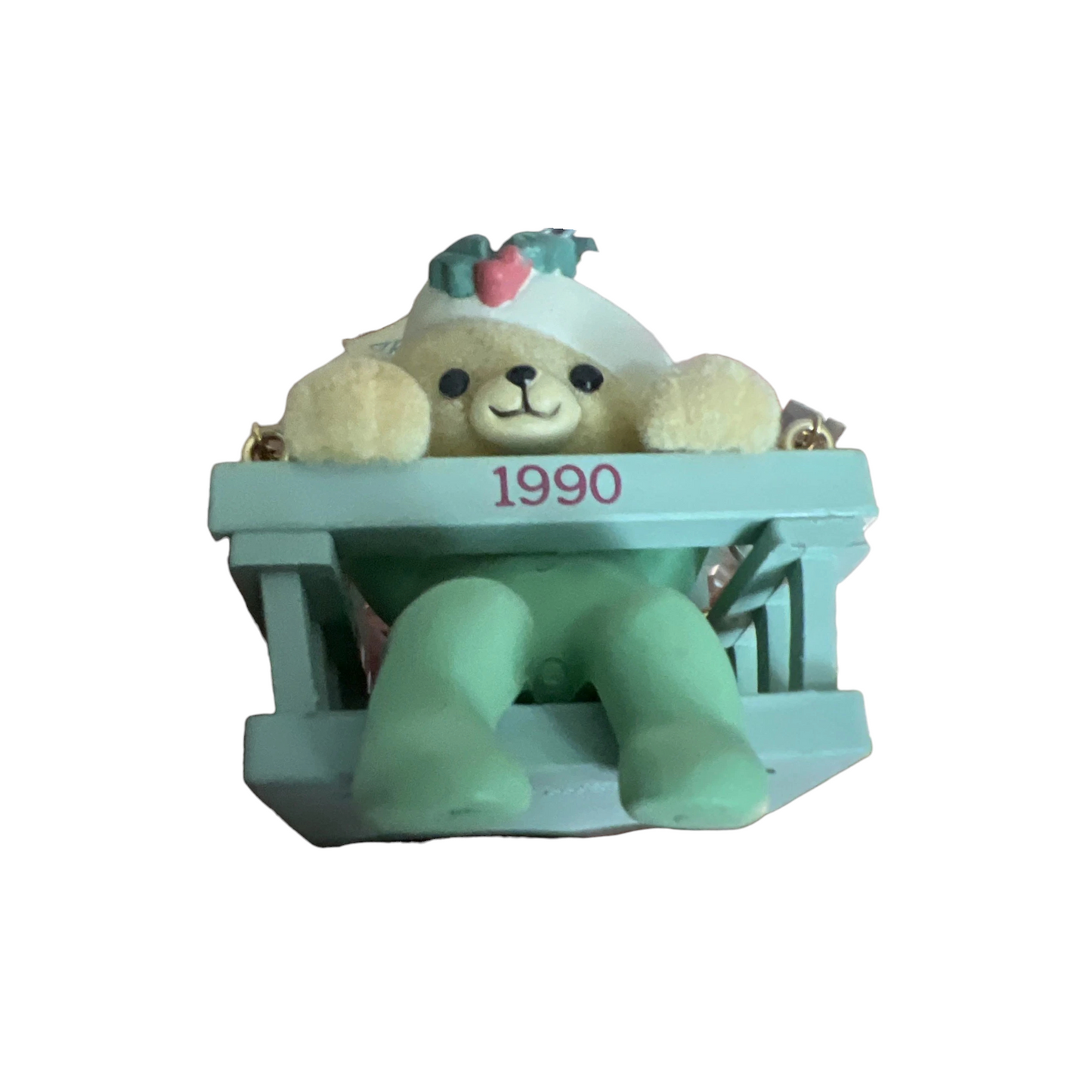 1990 Baby's First Christmas- Seventh Issue in the "Baby Bear Swing" Series (Teddy Bear)