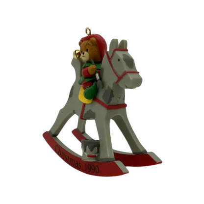 1990 Beary Christmas - First Issue in the Lucy & Me Dated Christmas Series (Rocking Horse)