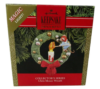 1990 Chris Mouse Wreath Hallmark Ornament (Chris Mouse) QLX7296