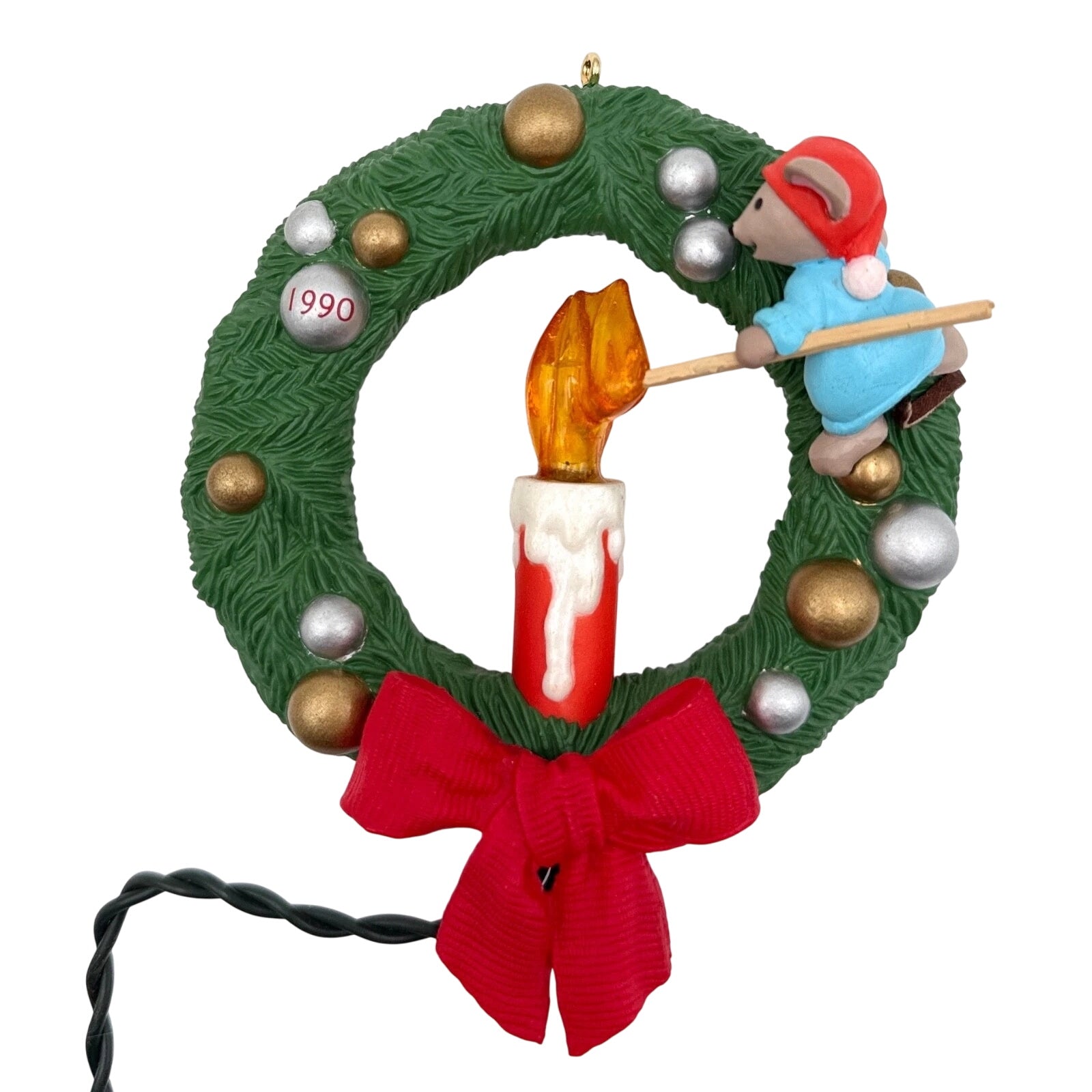 1990 Chris Mouse Wreath Hallmark Ornament (Chris Mouse) QLX7296