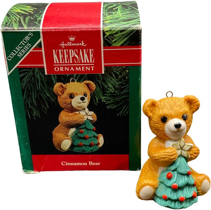 1990 Cinnamon Bear with Christmas Tree (Porcelain Bear)