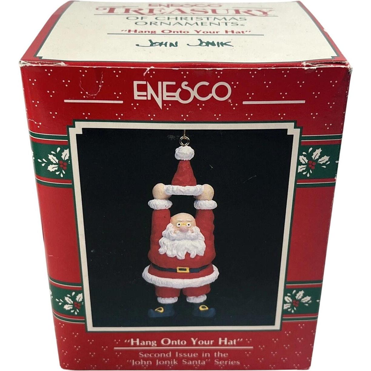 1990 Hang Onto Your Hat - John Jonik Santa Enesco Ornament (Santa Claus) 564397