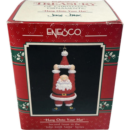 1990 Hang Onto Your Hat - John Jonik Santa Enesco Ornament (Santa Claus) 564397