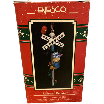 1990 Railroad Repairs - Third Issue in the Handy Dandy Elf Series Enesco Ornament (Elf) 573930