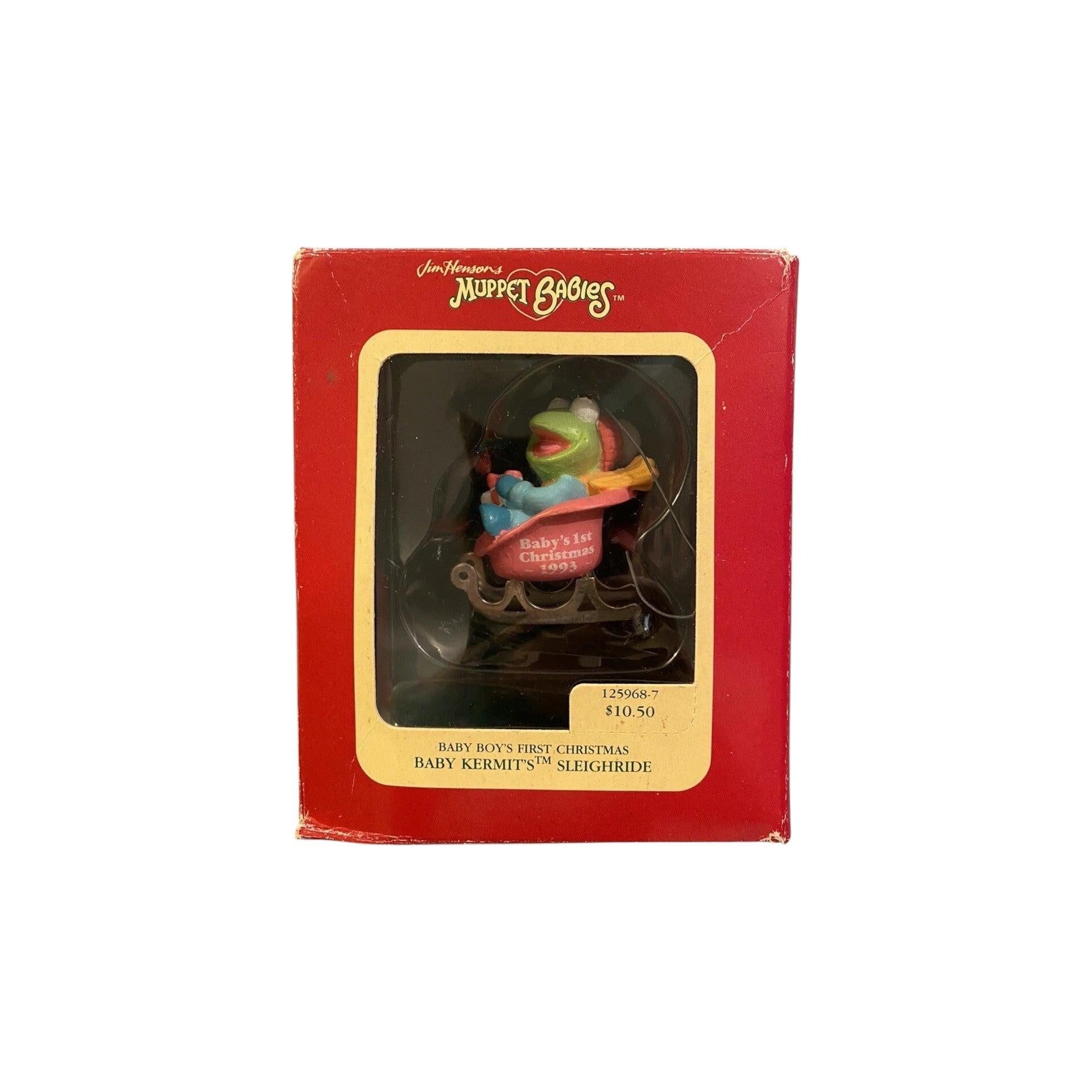 1990 Baby Kermit's Sleighride Carlton Cards Ornaments (Baby Boy's First Christmas) 125968-7 Image2