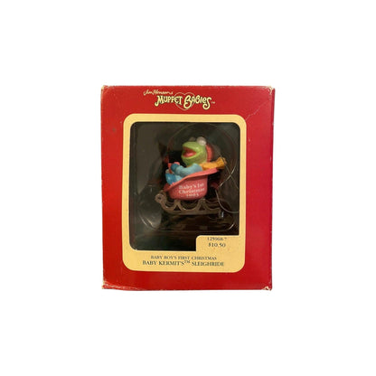 1990 Baby Kermit's Sleighride Carlton Cards Ornaments (Baby Boy's First Christmas) 125968-7 Image2
