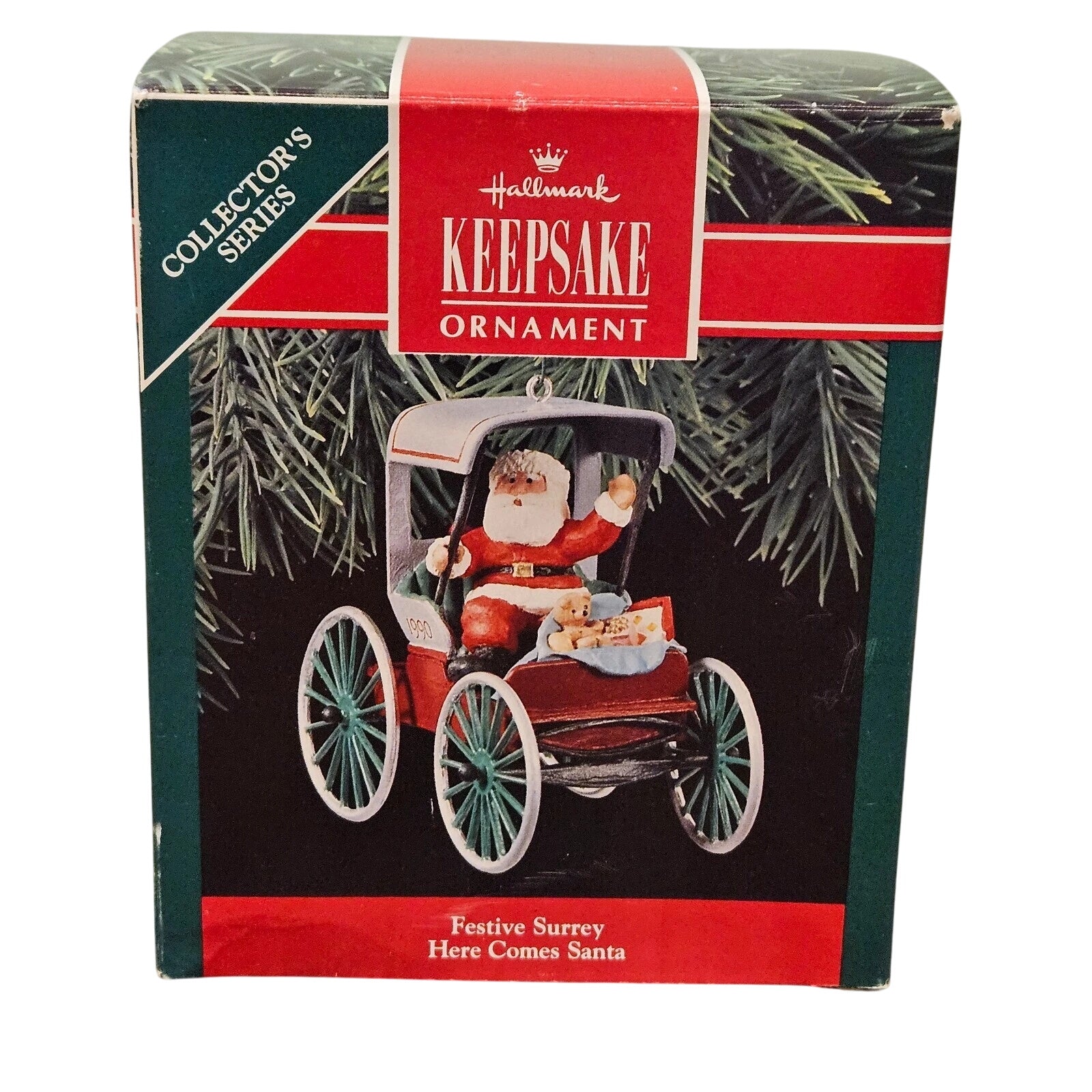 1990 Festive Surrey Hallmark Ornament (Here Comes Santa) QX4923 Image2