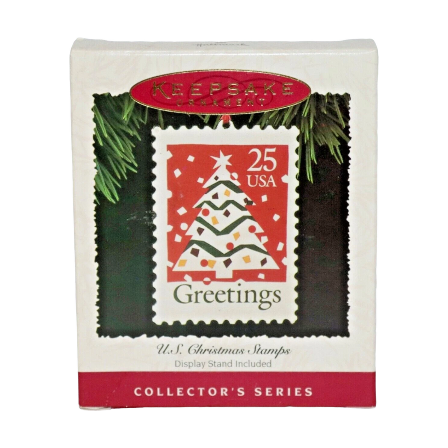 1990 Greetings with Christmas Tree Hallmark Ornament (U.S. Christmas Stamps) QX5067 Image2