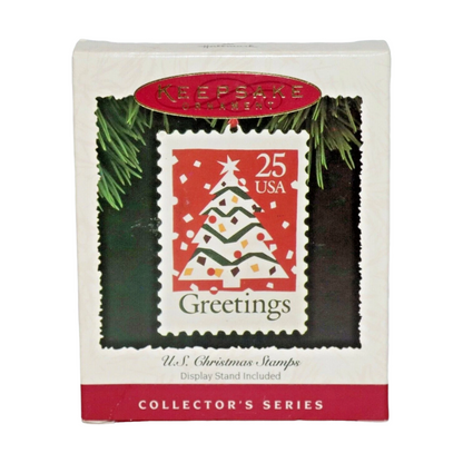 1990 Greetings with Christmas Tree Hallmark Ornament (U.S. Christmas Stamps) QX5067 Image2