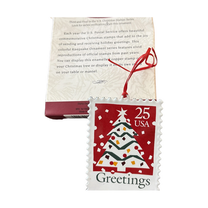 1990 Greetings with Christmas Tree Hallmark Ornament (U.S. Christmas Stamps) QX5067 Image5