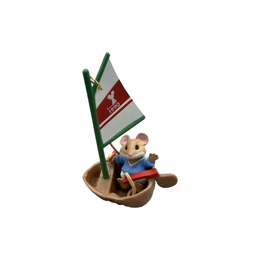 1990 Mouseboat Hallmark Ornament (Mouse) QX4753 Image1