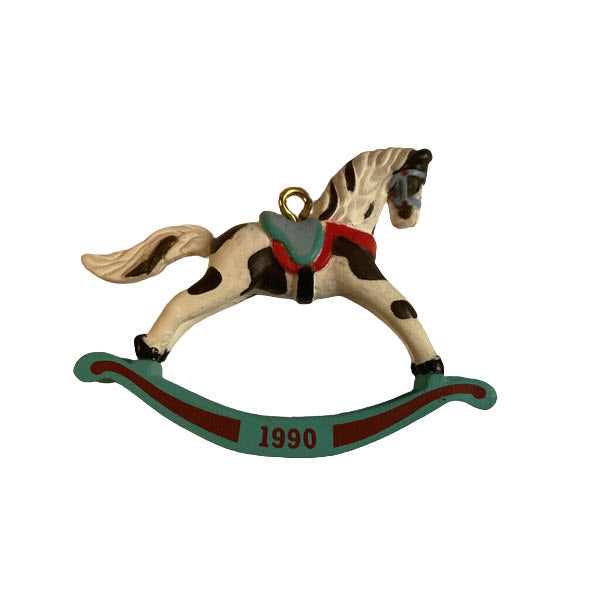 1990 Pinto - Turquoise Rockers Hallmark Ornament (Miniature Rocking Horse) QXM5743