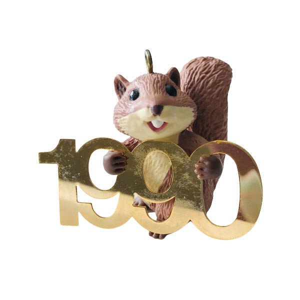 1990 Squirrel with Brass 1990 Hallmark Ornament (Fabulous Decade) QX4466