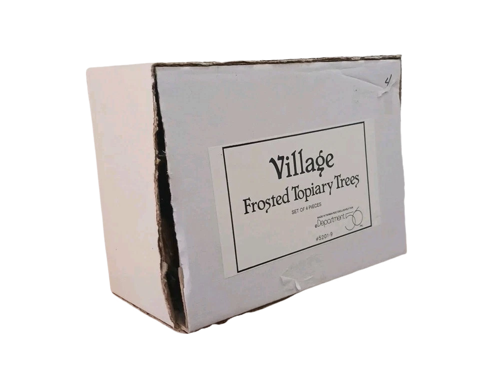 1990 Village Frosted Topiary Trees Set of 4 – Department 56 Village Accessories 1205911 Image2