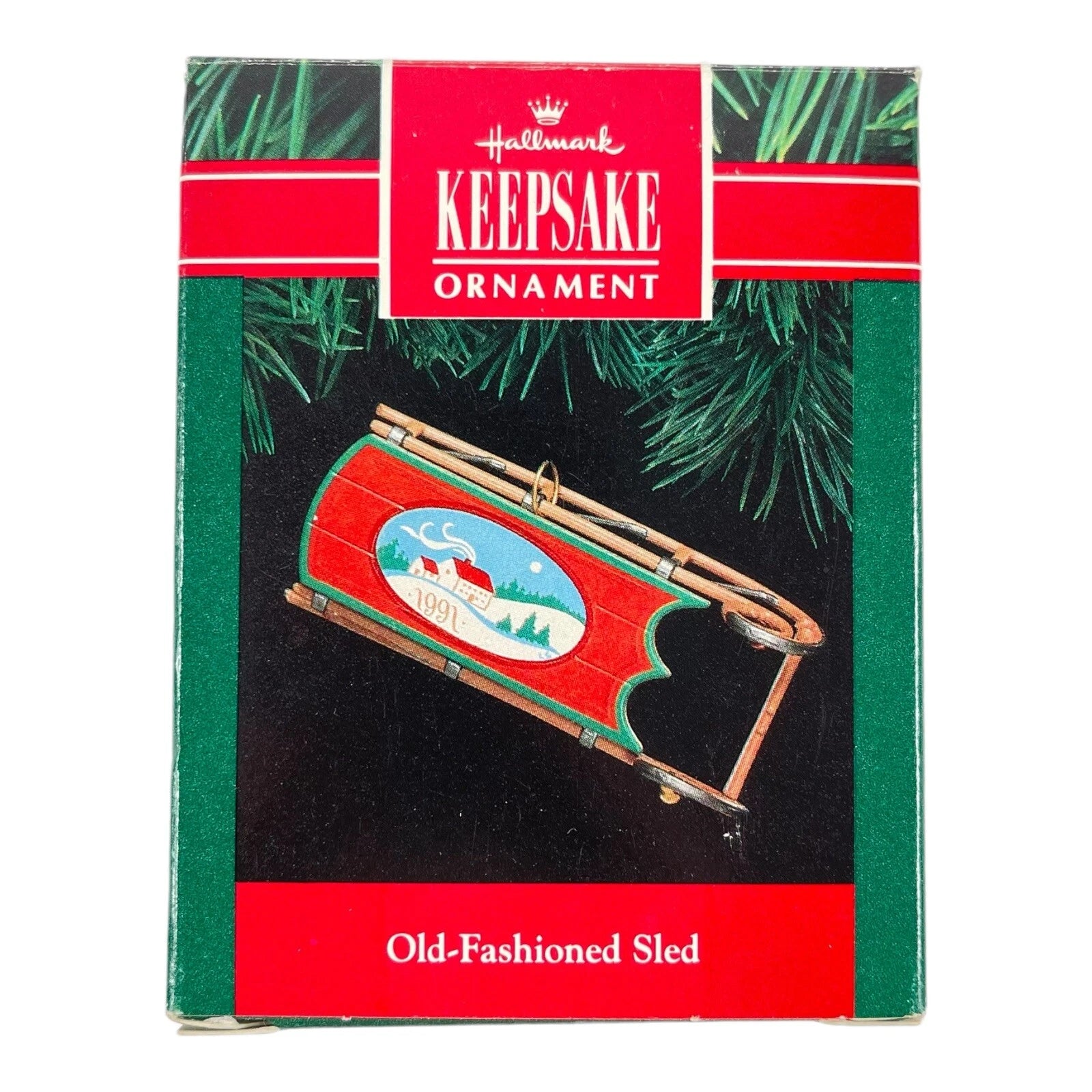 1991 Old-Fashioned Sled Hallmark Ornament (Snow) QX4317