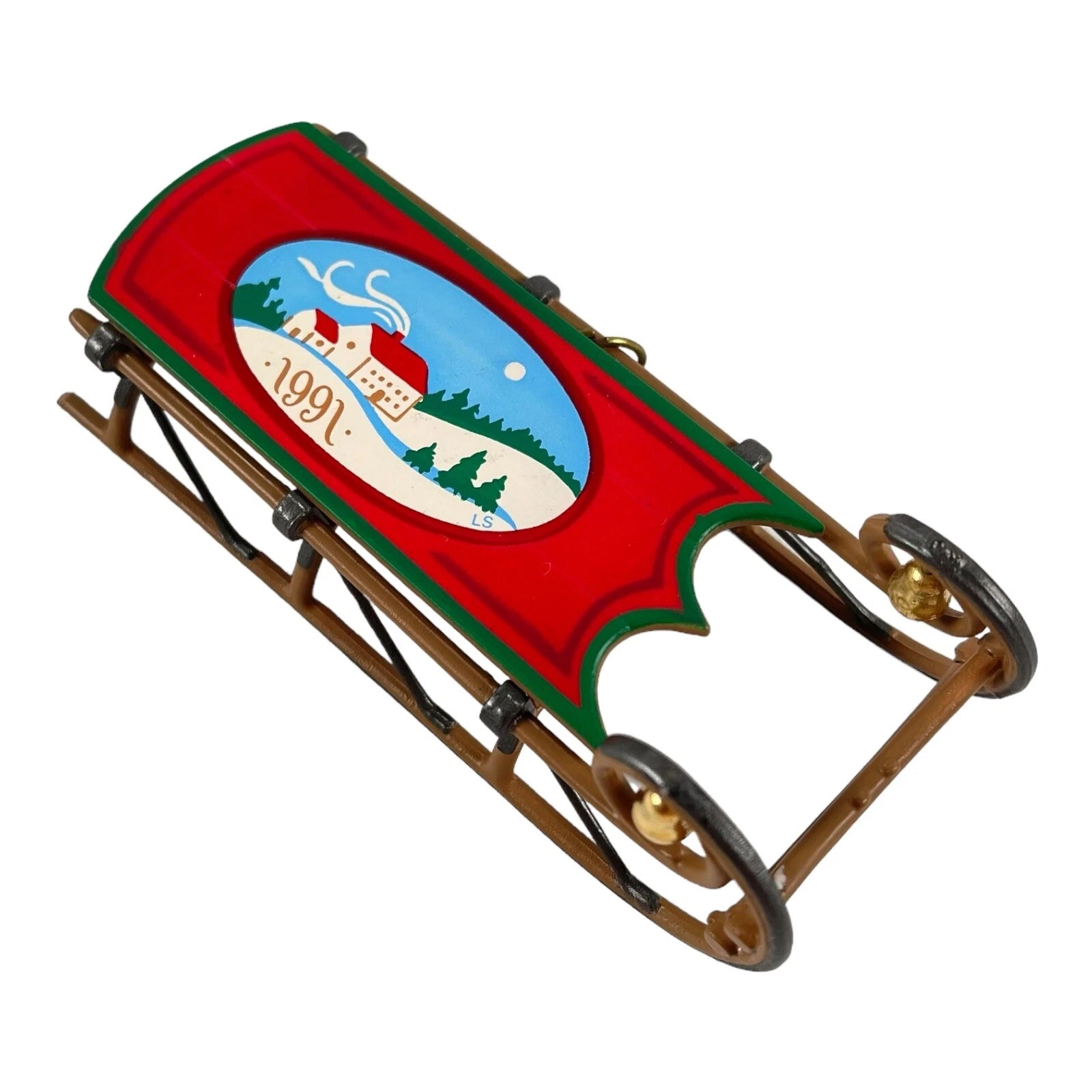 1991 Old-Fashioned Sled Hallmark Ornament (Snow) QX4317