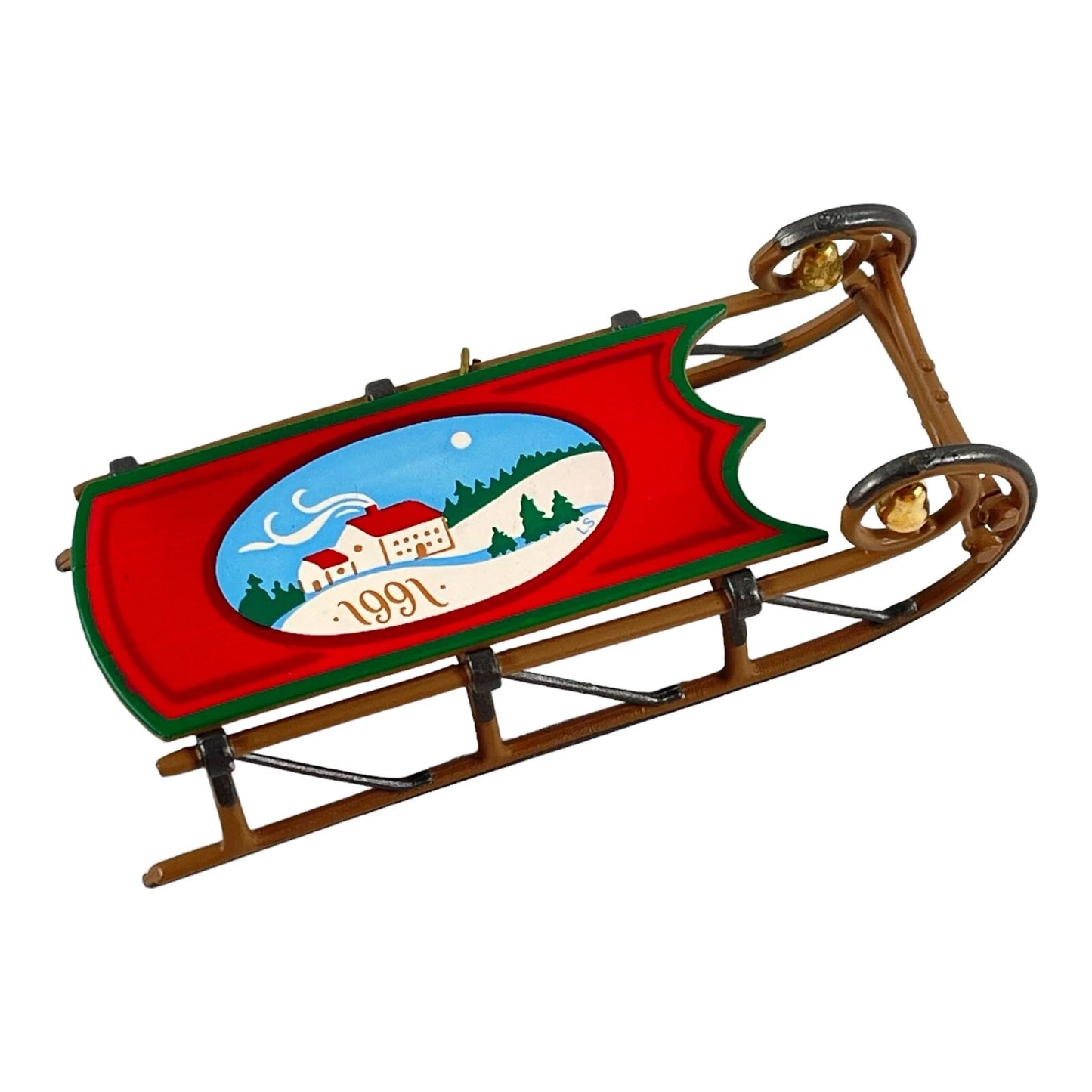1991 Old-Fashioned Sled Hallmark Ornament (Snow) QX4317