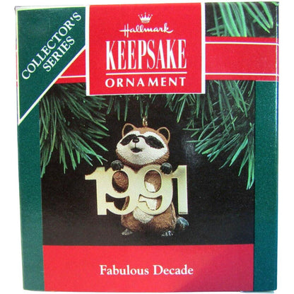 1991 Raccoon with Brass 1991 Hallmark Ornament (Fabulous Decade) QX4119