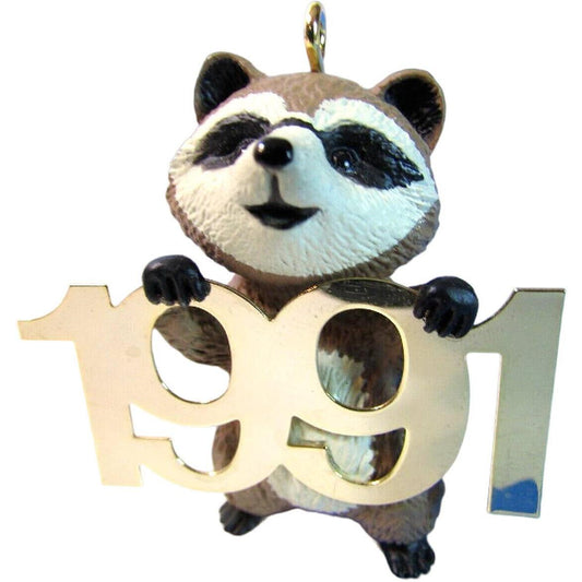 1991 Raccoon with Brass 1991 Hallmark Ornament (Fabulous Decade) QX4119