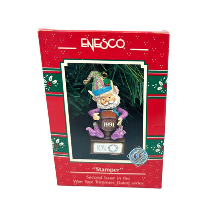1991 Stamper - Second Issue in the Wee Tree Trimmers Dated Series Enesco Ornament (Elf) 830267