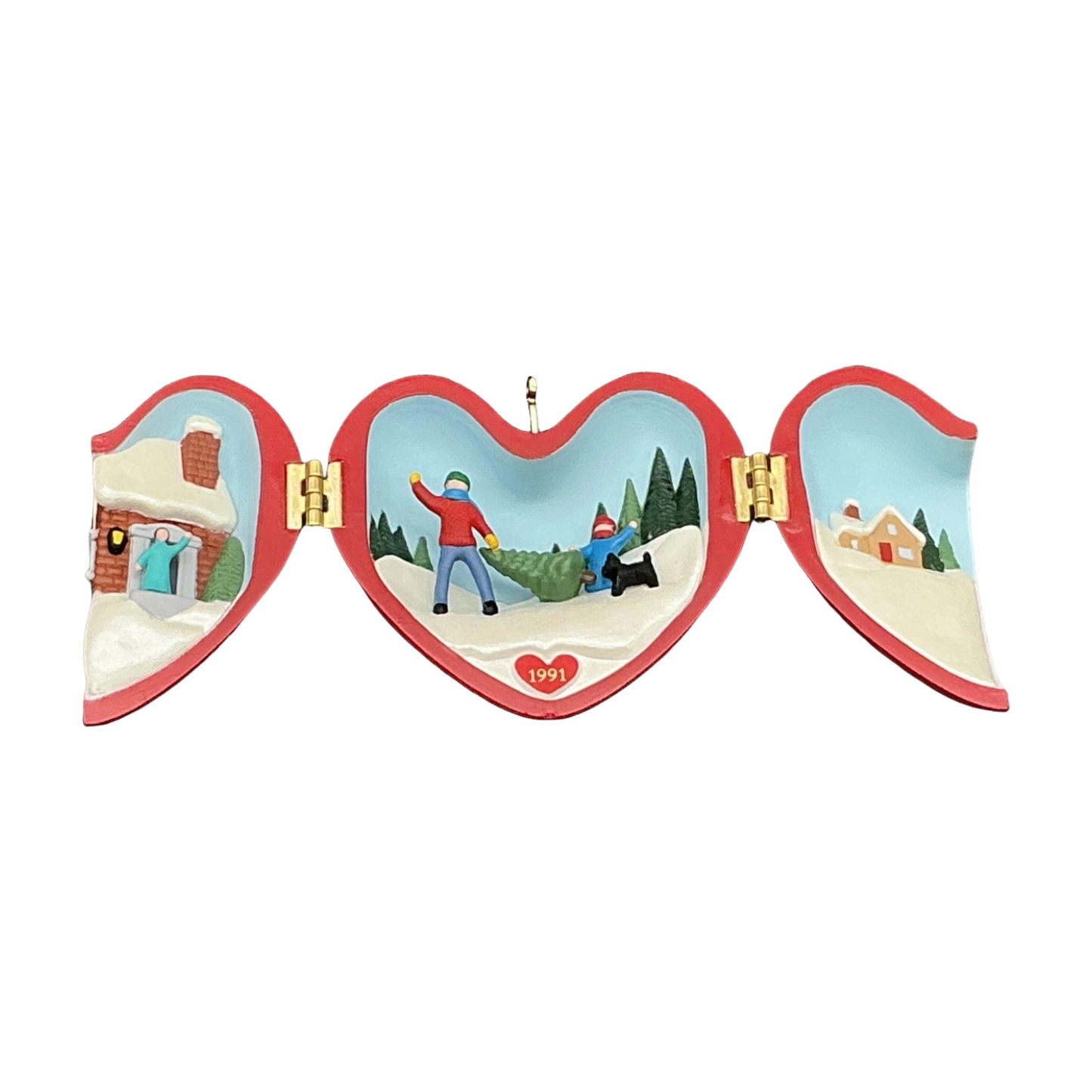 1991 Bringing Home the Tree Hallmark Ornament (Heart of Christmas) QX4357 Image1