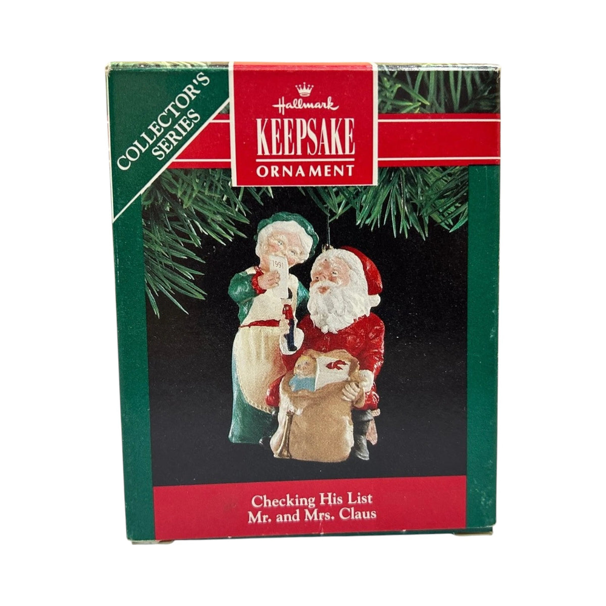 1991 Checking His List Hallmark Ornament (Mr. and Mrs. Claus) QX4339 Image2
