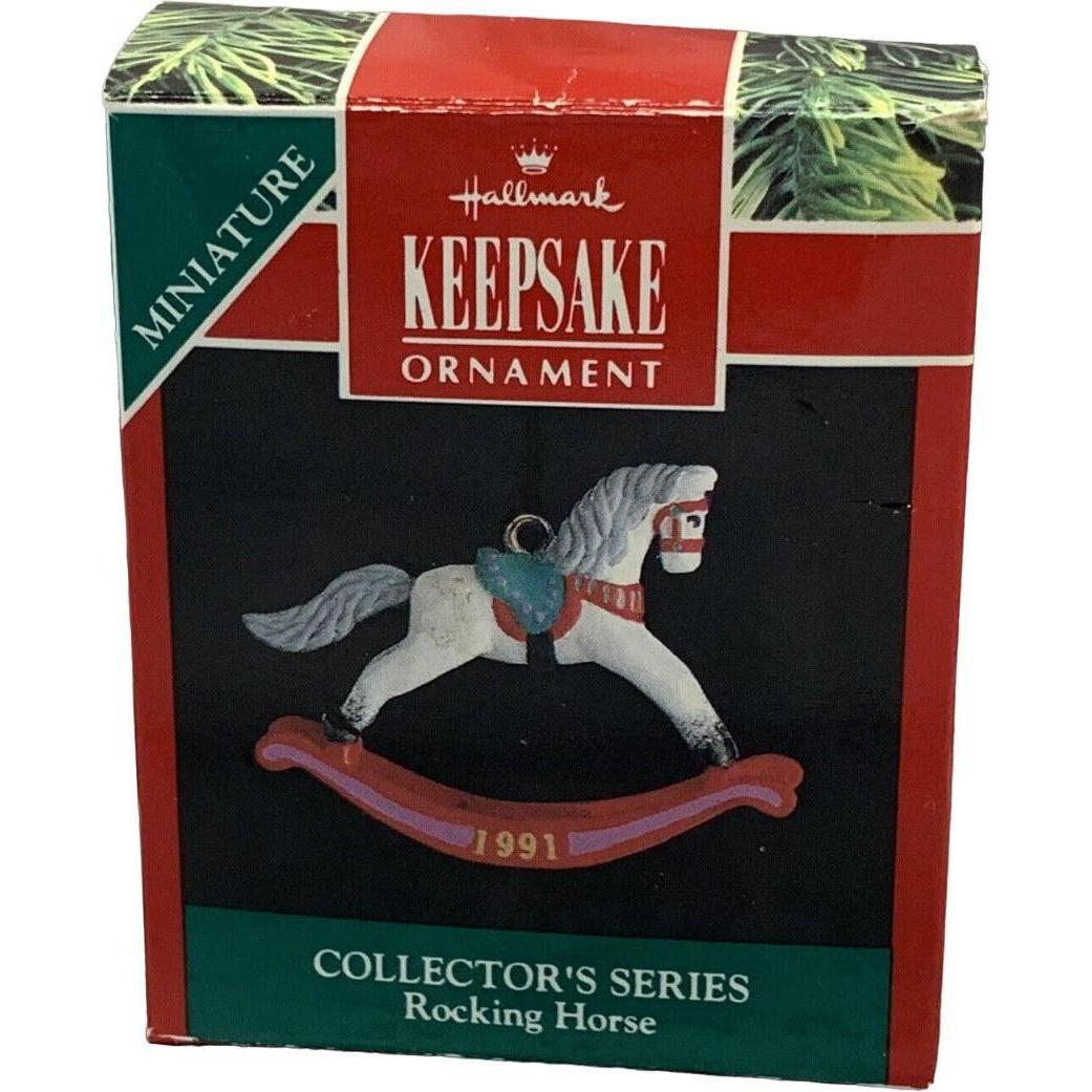 1991 Grey Arabian - Red Rockers Hallmark Ornament (Miniature Rocking Horse) QXM5637