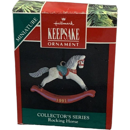 1991 Grey Arabian - Red Rockers Hallmark Ornament (Miniature Rocking Horse) QXM5637