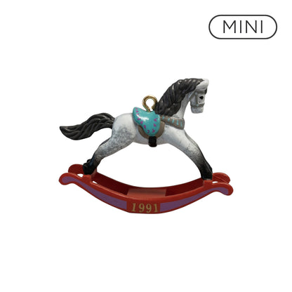 1991 Grey Arabian - Red Rockers Hallmark Ornament (Miniature Rocking Horse) QXM5637 Image1