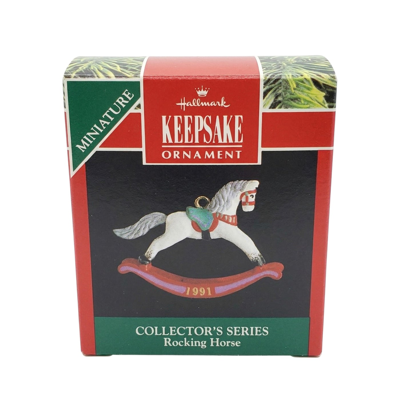1991 Grey Arabian - Red Rockers Hallmark Ornament (Miniature Rocking Horse) QXM5637 Image2